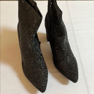 Elegant Black Rhinestone Women's Boots size 10 NIB